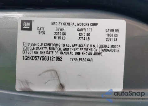 2006 Cadillac Dts z USA, uszkodzony, nr VIN 1G6KD57Y56U121052